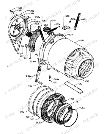 Взрыв-схема стиральной машины Zanussi ZF1245 - Схема узла Tub and drum